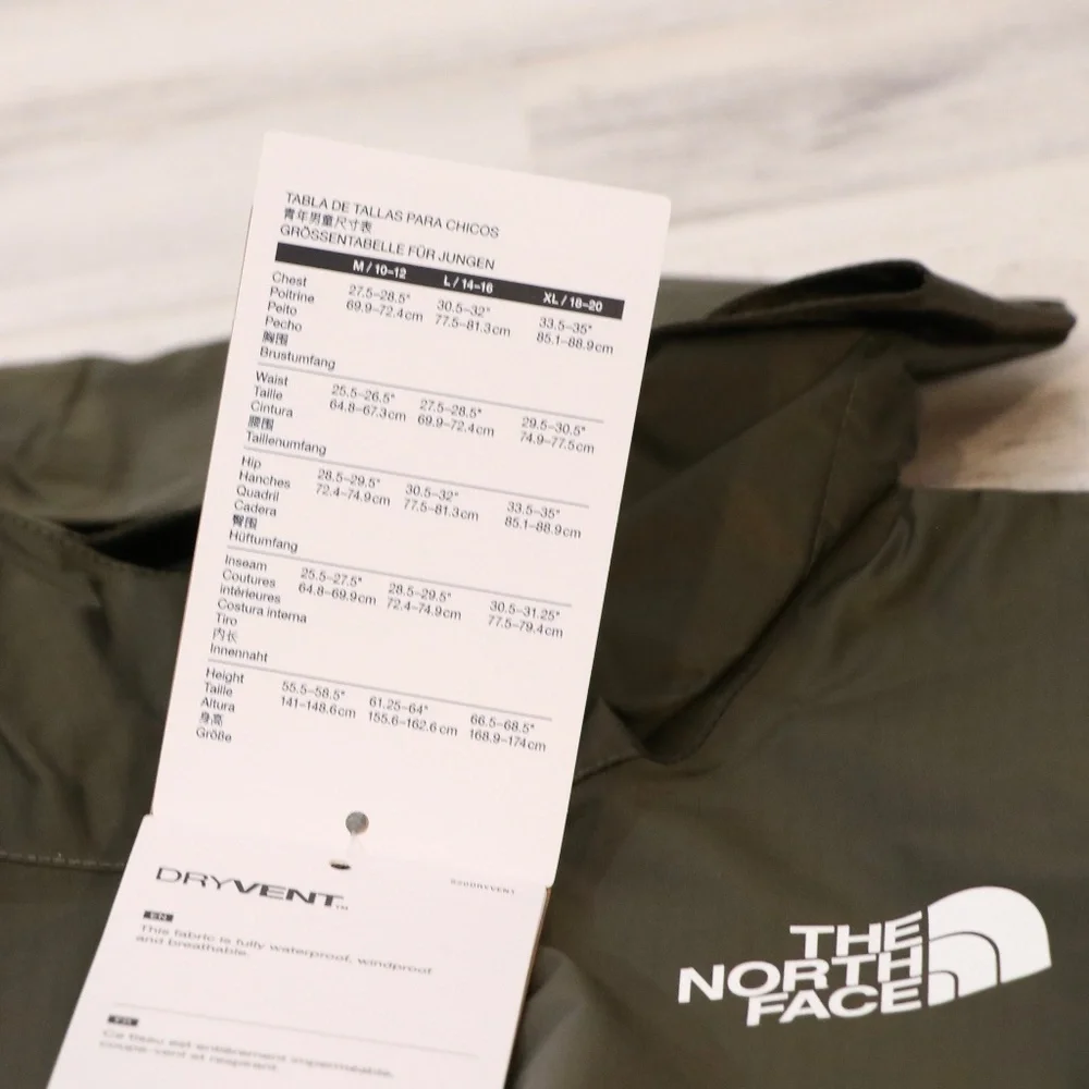 The North Face Boy's Zipline Rain Jacket New Taupe Green 14/16 Large